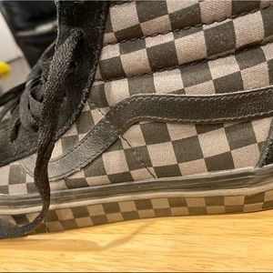 Gray And Black Checkered Vans